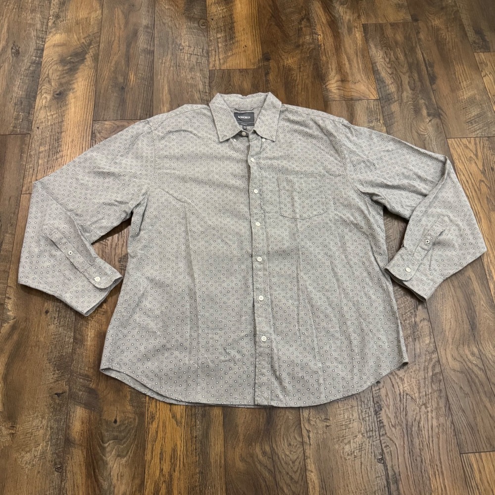 Bonobos Mens XXL Gray Geometric Floral Print Cotton Button Down Shirt Casual